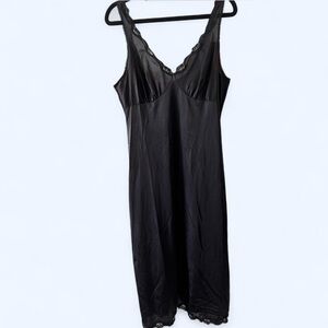 Unique Vintage Black Lace Trim Slip Dress